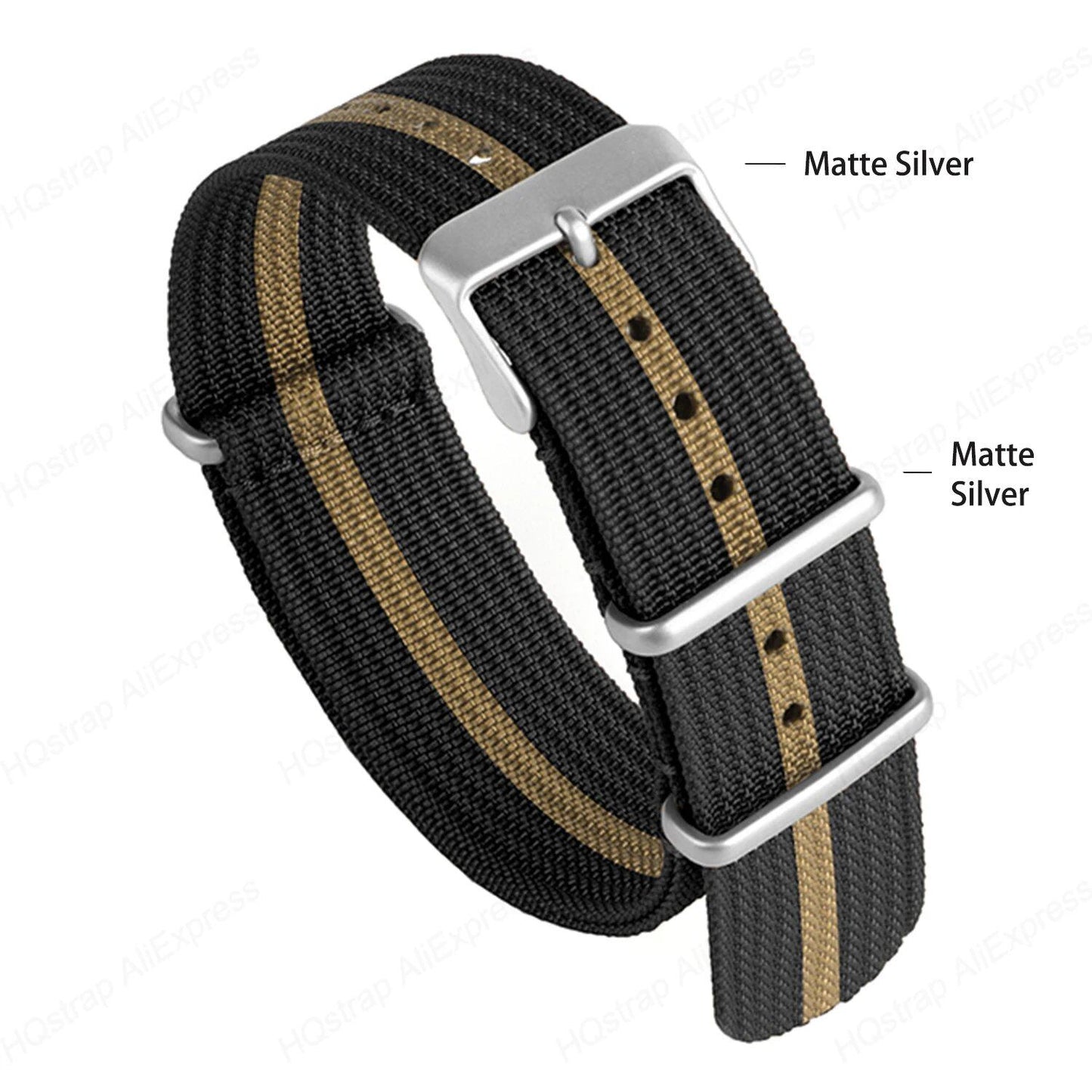 Compatible with NATO all-in-one straps, NATO fine-woven nylon canvas strap, 18mm, 19mm, 20mm, 22mm, military style, breathable and waterproof, size: Parallel import product