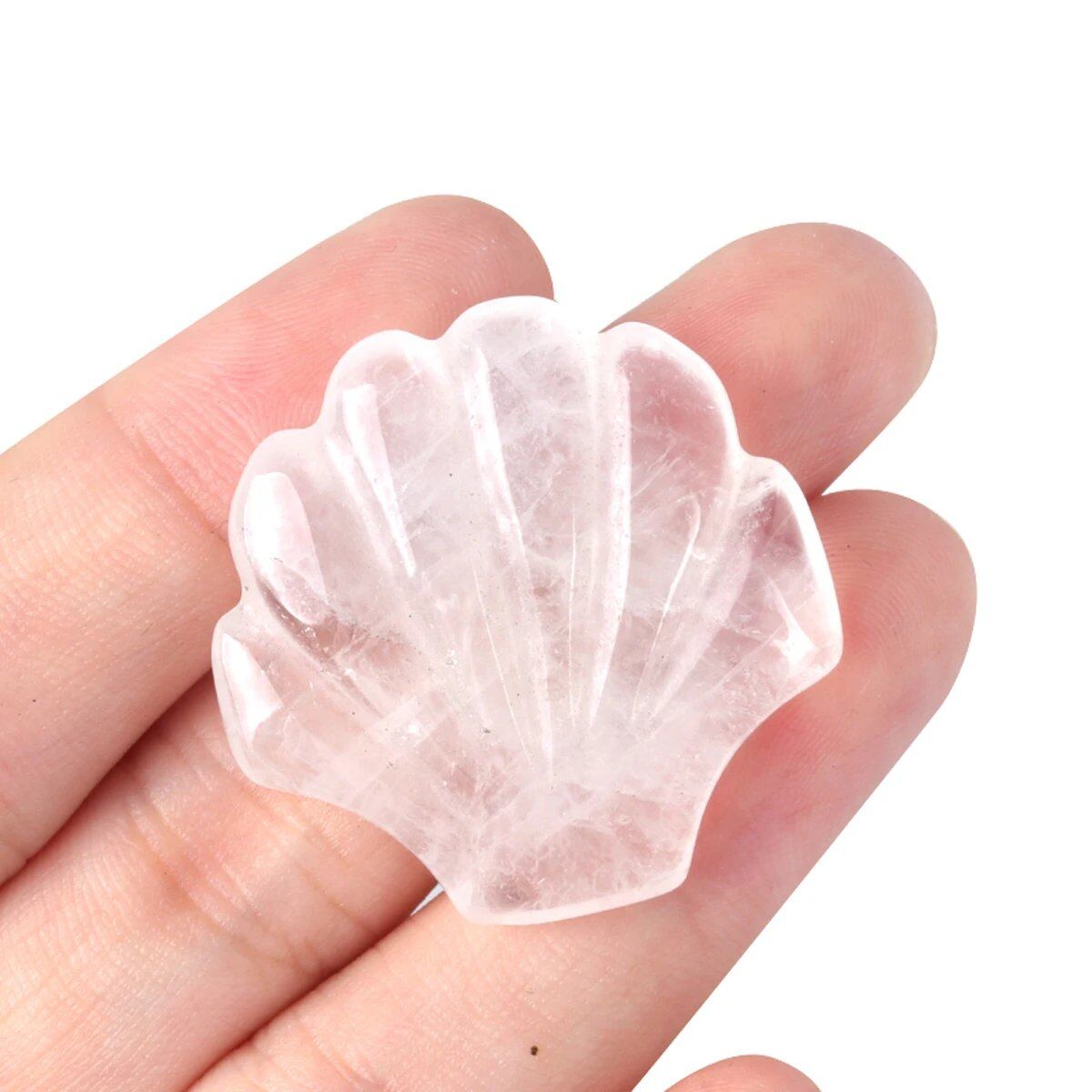 1 Natural Crystal, Sparkling Semi-Precious Shell-Shaped Figurine, Spiritual Healing, Power Stone, Room Decoration, Ornament, Gift, Size: 30mm x 30mm; Parallel Import