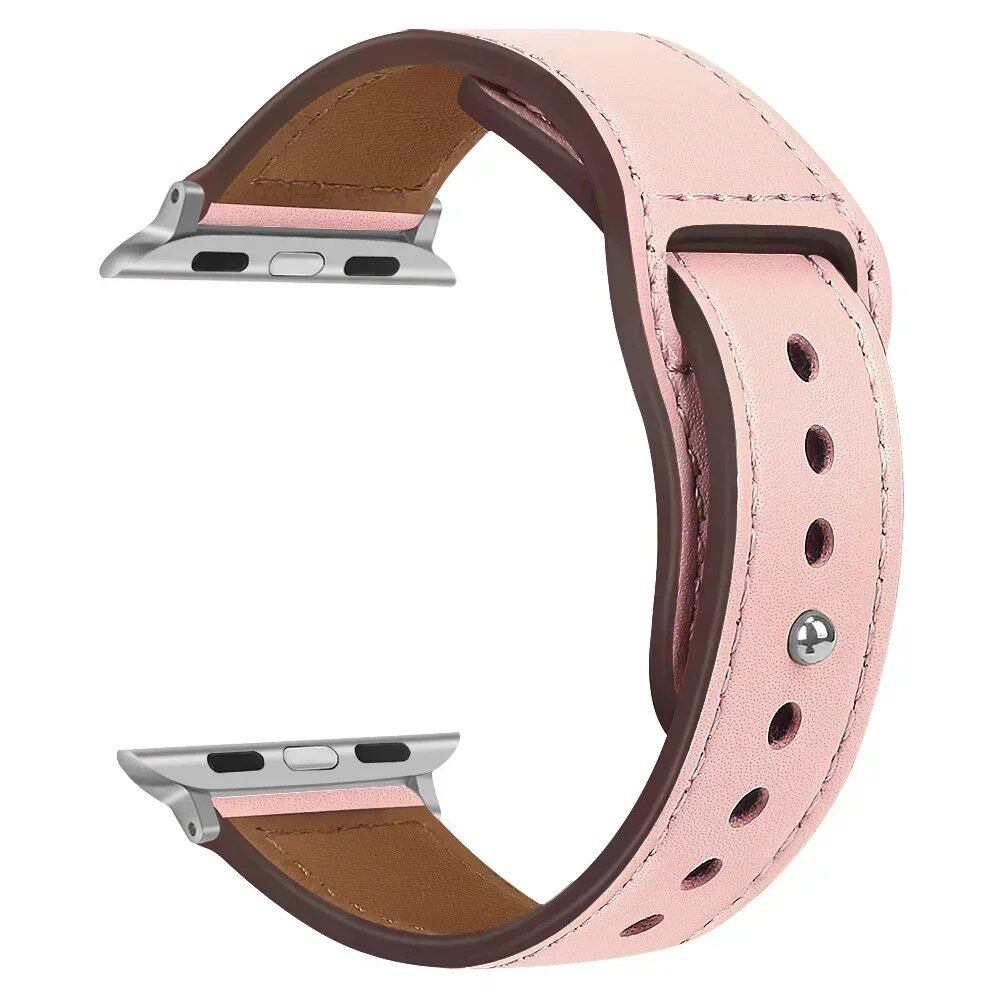 Leather Band for Apple Watch - Ultra 49mm/46mm, 44mm/40mm, 38mm/42mm, Sport Bracelet for iWatch Series 10/9/8/7/SE/6/5/3, 41mm/45mm Models, Band Color: Parallel Import