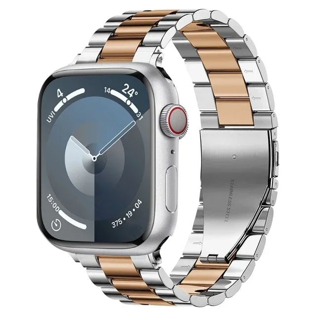 Stainless steel metal band compatible with Apple Watch 10, 9, 8, 7, 46mm, 45mm, 41mm, Ultra2, 49mm, men's and women's replacement strap, iWatch 6 strap, band color: parallel import