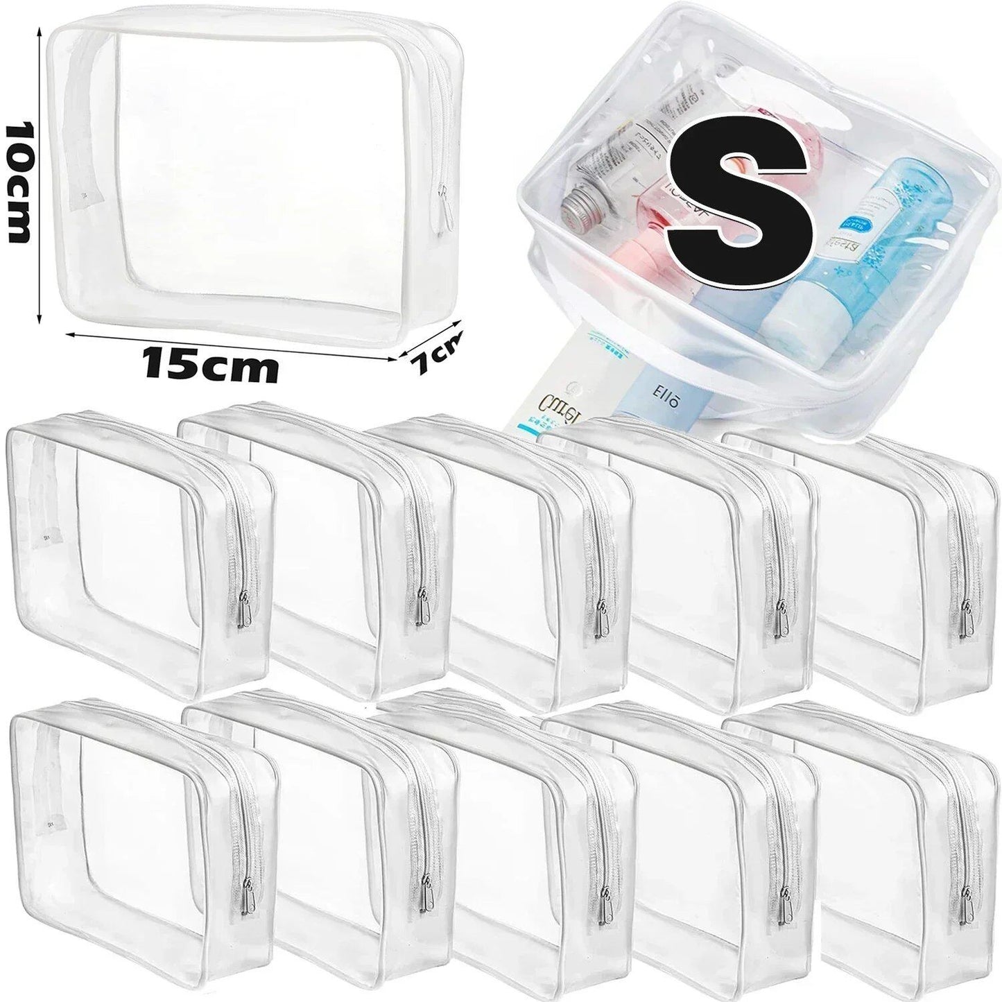 1/20 Clear PVC Storage Travel Organizer, Clear Makeup Bag, Beauty Case, Toiletry Bag, Bathroom Pouch, Size: Parallel Import