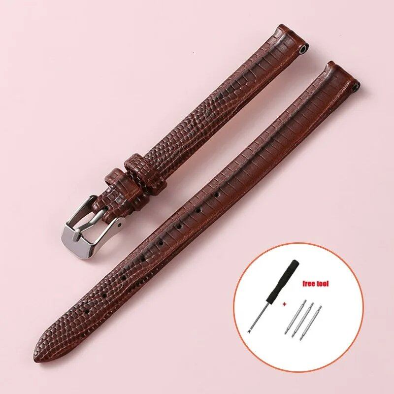 Soft Leather Watch Band, Slim Leather Strap, Unisex, High-Quality Sports Wristband, Available in 8mm, 10mm, 12mm, and 14mm Band Colors, Parallel Import