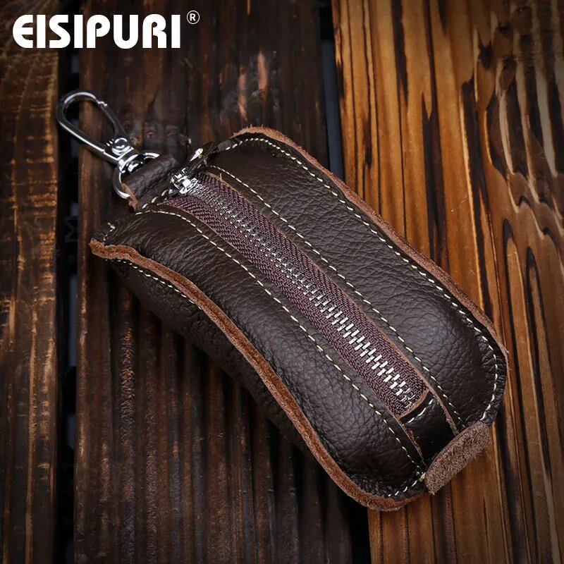 EISIPURl 100% 本革 キーウォレット ポーチ ビジネス メンズ ドア 車 キーケース バッグ ホルダー 男性用 キーホルダー キーオーガナイザー ハウスキーパー 並行輸入品
