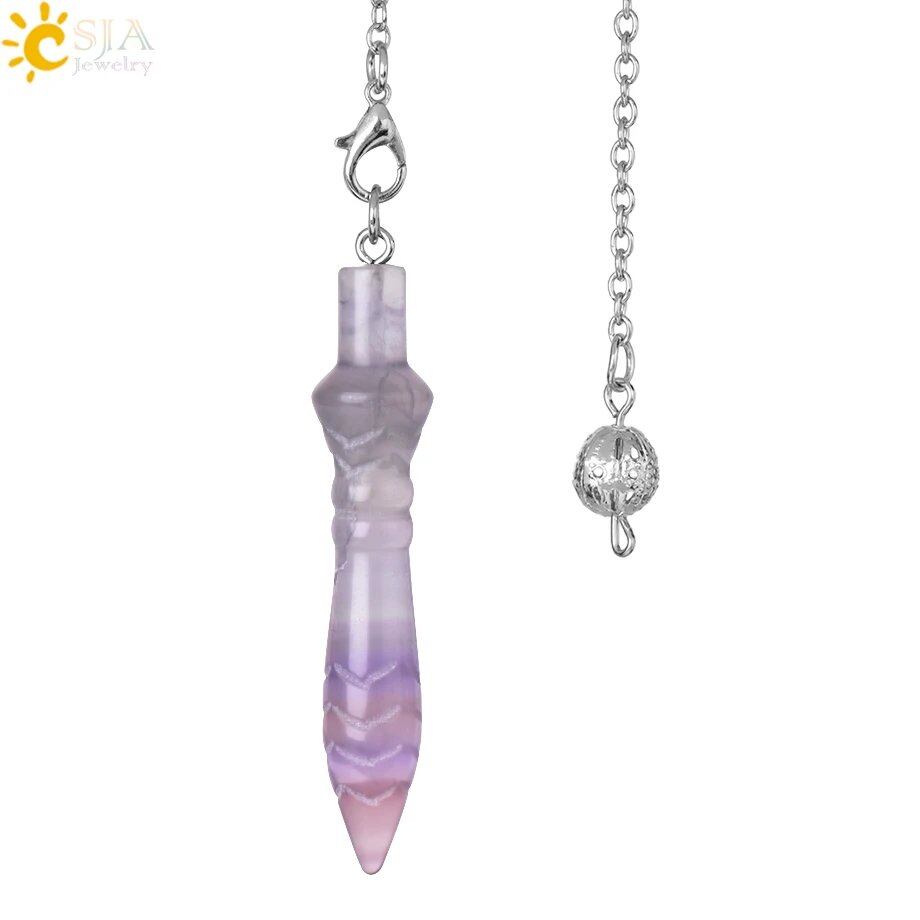 CSJA Spiritual Crystal Pendulum, Healing Pink Quartz, Dowsing Cone Pendant for Divination, Radiance Star Zia S971, Metal Color: Parallel Import