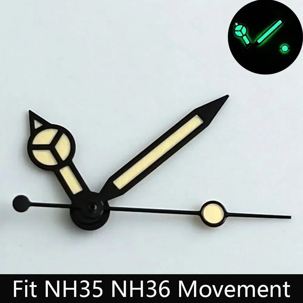 High-quality watch hands, blue-green/green luminous hands, compatible with N H35 NH36/ETA 2836 2824/8205 8215 movements. Color: Parallel import.