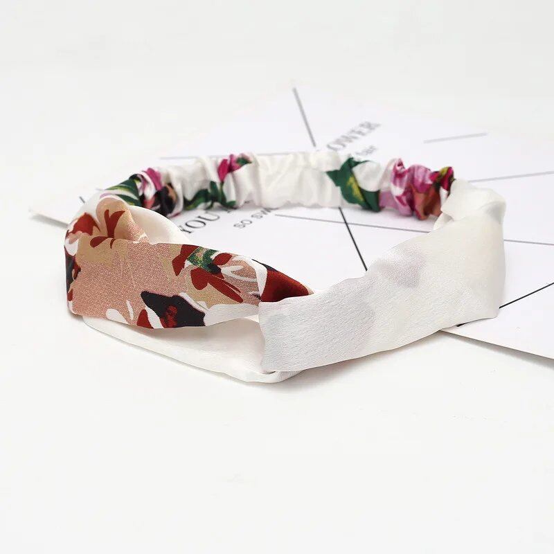 Women's Summer Bohemian Print Headband, Retro Cross Turban, Bandage Bandana, Hair Accessory, Head Wrap, Parallel Import