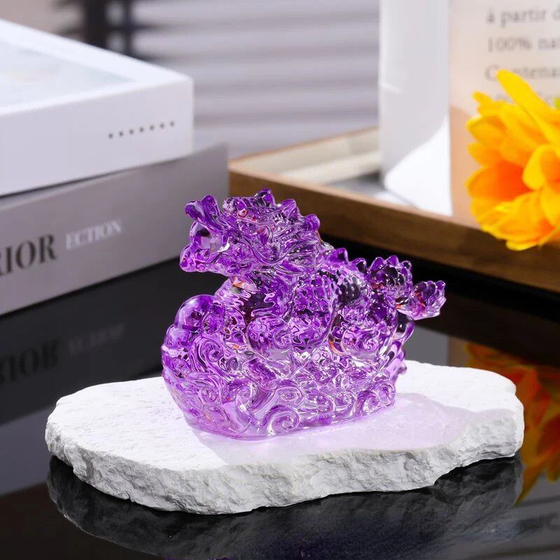 Crystal Dragon Figurine, Glass, Feng Shui, Zodiac, Auspicious Charm, Miniature, Divine Beast, Paperweight, Decor, Collectible, Craft, Parallel Import