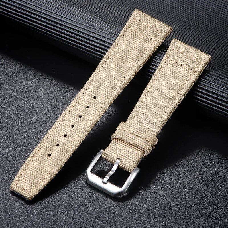 20mm, 21mm, 22mm Nylon Canvas Watch Strap, Compatible with IWC Pilot Straps, Waterproof, Men's Sport Green Replacement Watch Band, Band Color: mm, Parallel Import