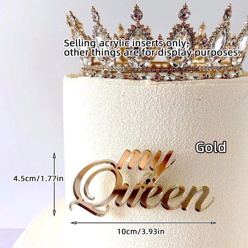 Set of 1, 3, or 5 Acrylic Birthday Queen Gold Cake Topper for Happy Birthday Party Side Cake Decorations. Size: Parallel Import.