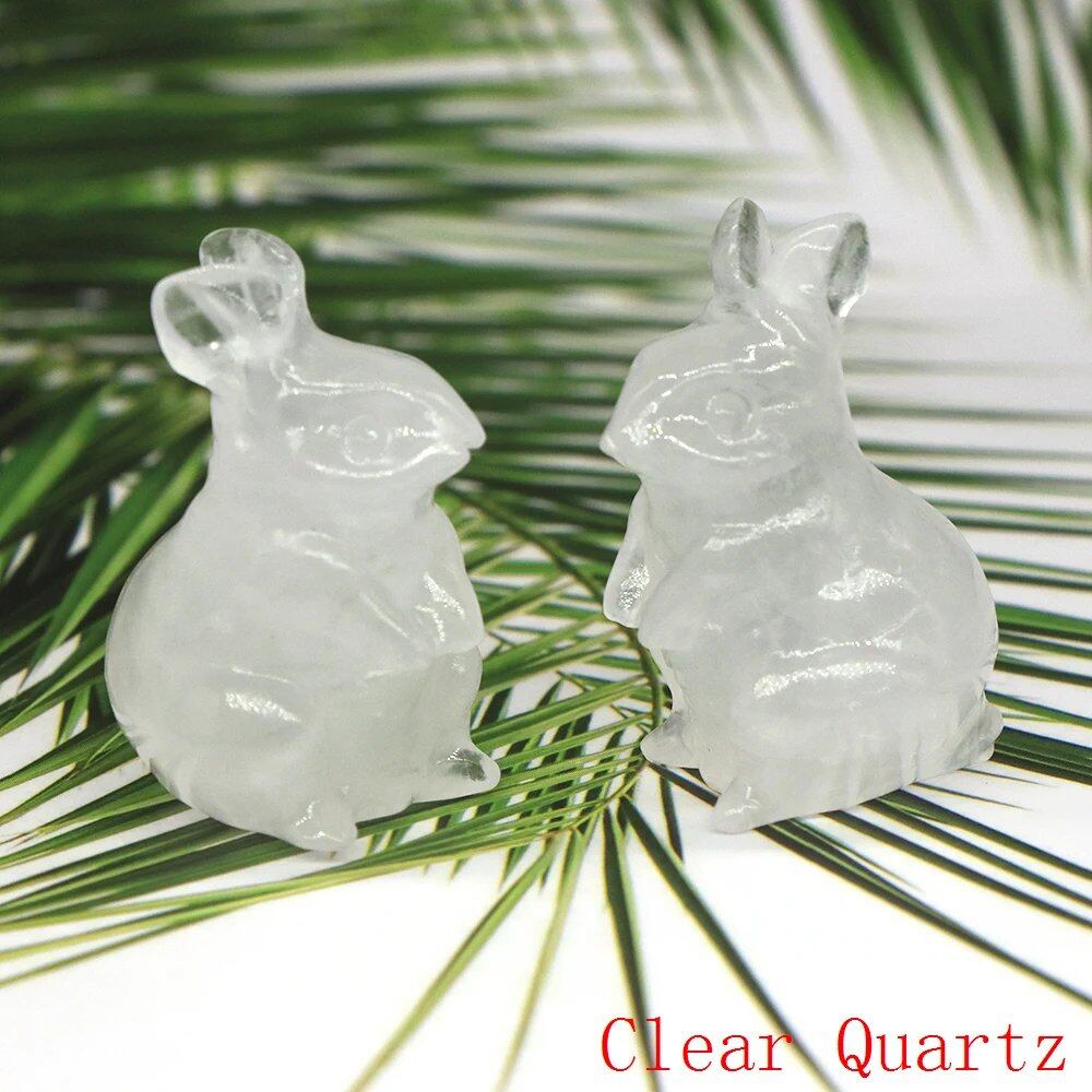 1.5-inch Easter Rabbit Figurine, Micro Landscape with Natural Amethyst and Rose Quartz Carved Healing Crystals, Spiritual Home Decor, Size: Parallel Import