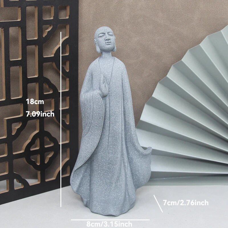 仏像ストーン彫刻 小さな僧侶 チベット仏教フィギュア 禅ガーデンオーナメント 瞑想 ホームアクアリウム装飾 並行輸入品