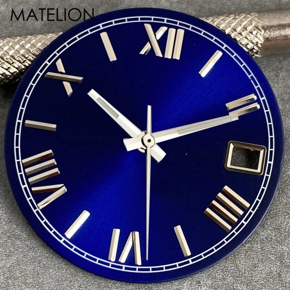 29mm Sunburst Dial Roman Dial Compatible with NH35, NH36, NH38, NH70, NH71, NH72, 4R35, and 4R36 Automatic Movement with Metallic Markers and DJ Hands (Parallel Import)