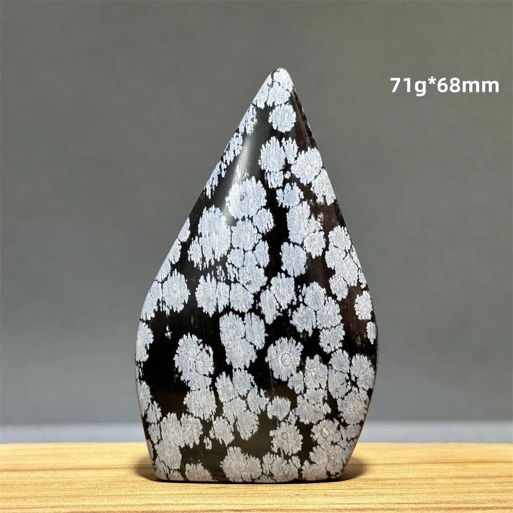 Snowflake Obsidian Freeform Ornament with Natural Quartz, Reiki, Meditation, Healing, Witchcraft, Energy Decoration, Home Gift, Color: Parallel Import