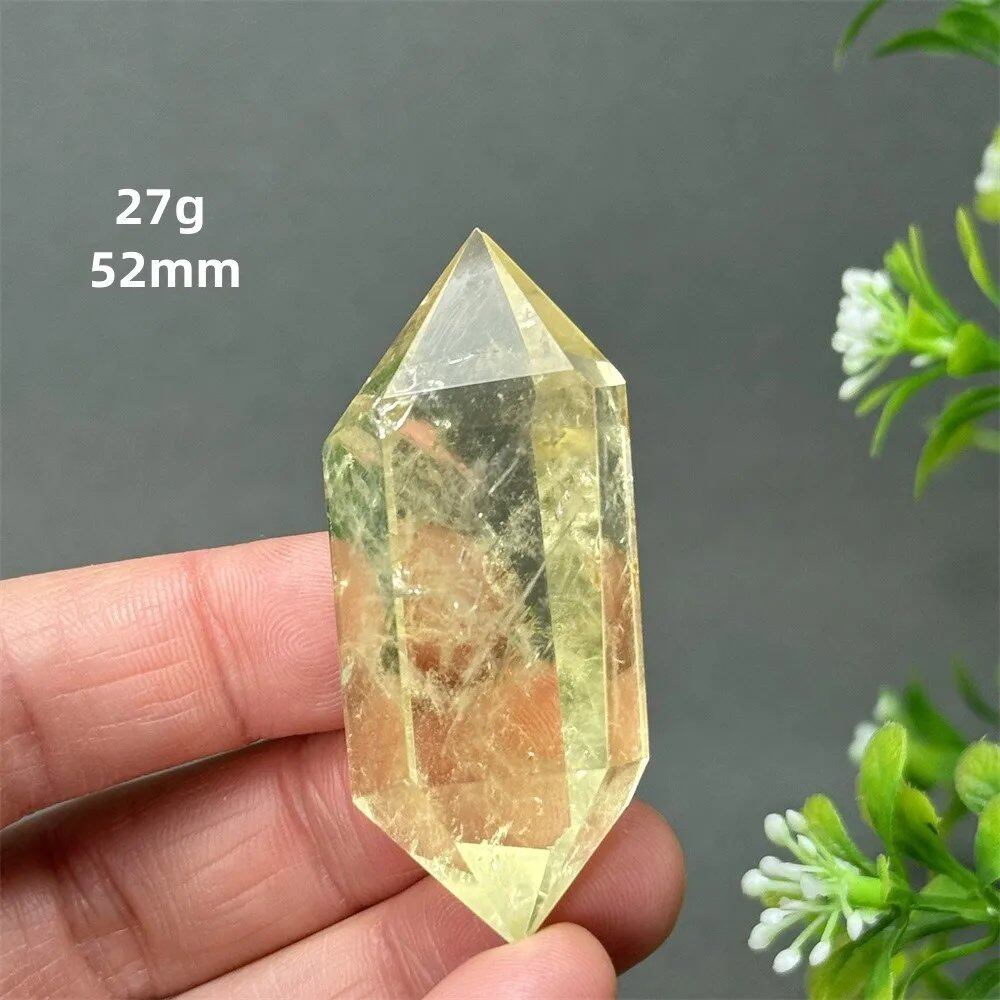 1個 天然シトリンオーラ六角両先端クリスタルワンド スピリチュアル瞑想ヒーリングストーン ホームデコレーション ガーデンフェスティバルアクセサリー カラー: 並行輸入品