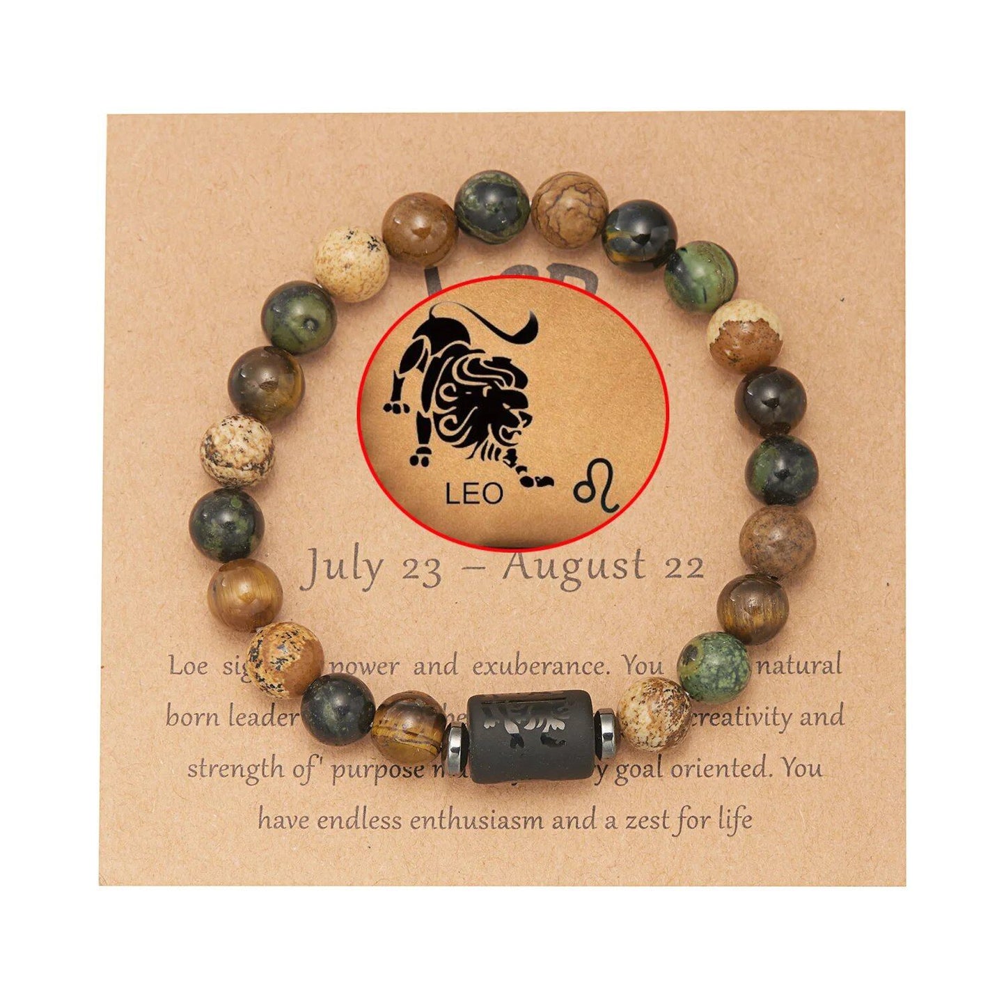 Natural Tiger Eye Beads 12 Zodiac Sign Bracelet for Men and Women, featuring Aries, Taurus, and Virgo. Metal Color: BR23Y0501 - Parallel Import