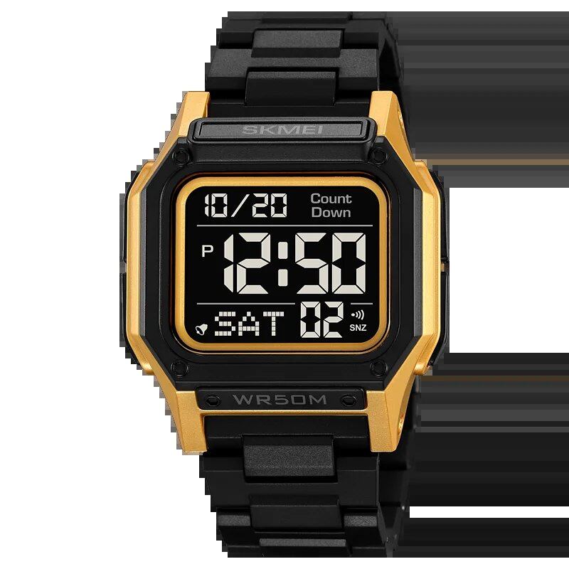 SKMEI Men's Waterproof Sports Watch with Countdown Stopwatch, Digital Watch, Dual Time Display, Fashionable Men's Clock; Imported