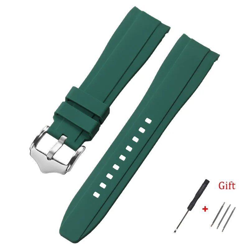 20mm/22mm High-Quality Curved End Silicone Watch Band Compatible with Swatch/Omega Moonwatch, Waterproof Wristband, Band Color: mm, Parallel Import
