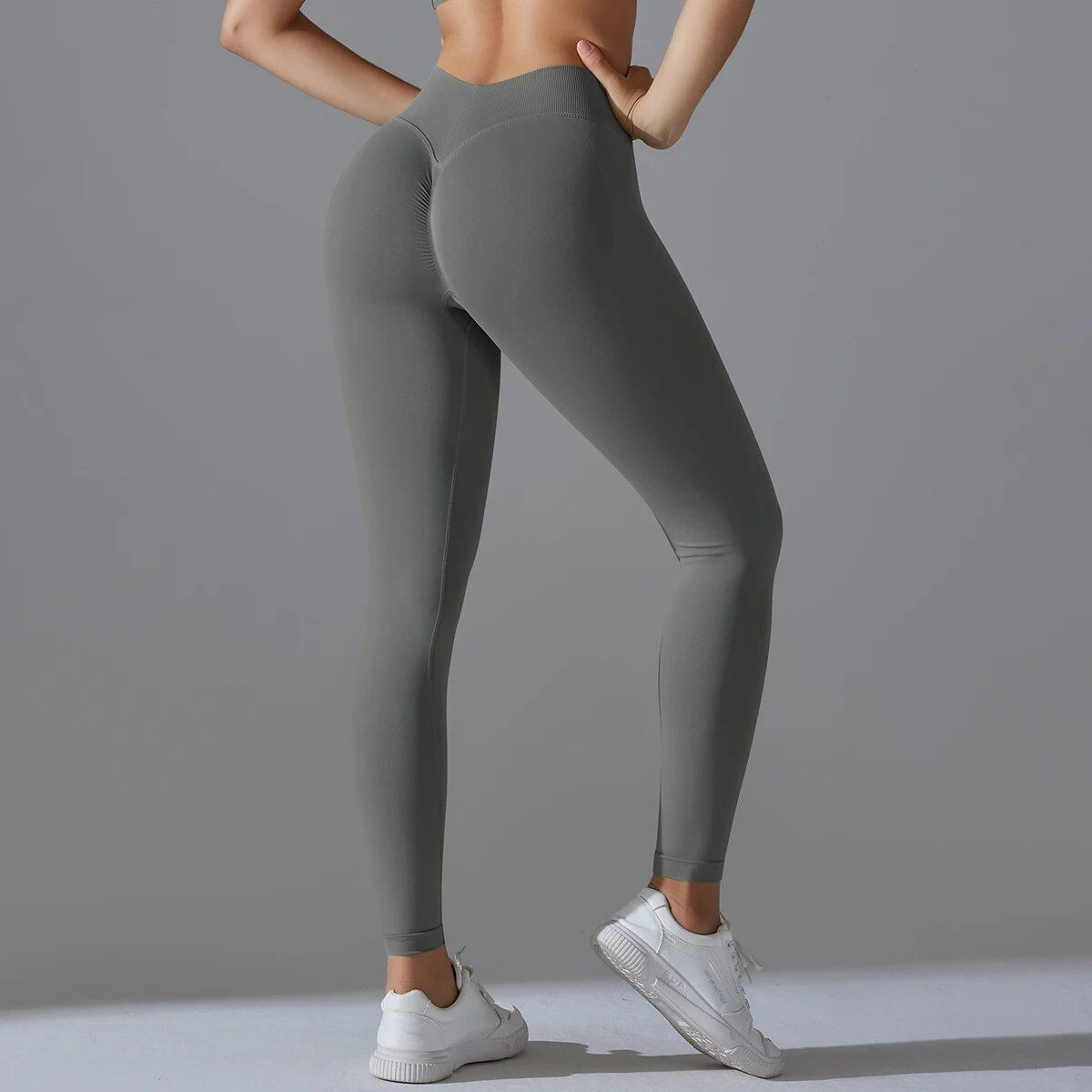 Women's Seamless Gym Leggings, Sexy High-Waisted Leggings for Running, Cycling, and Fitness. Size: Parallel Import.
