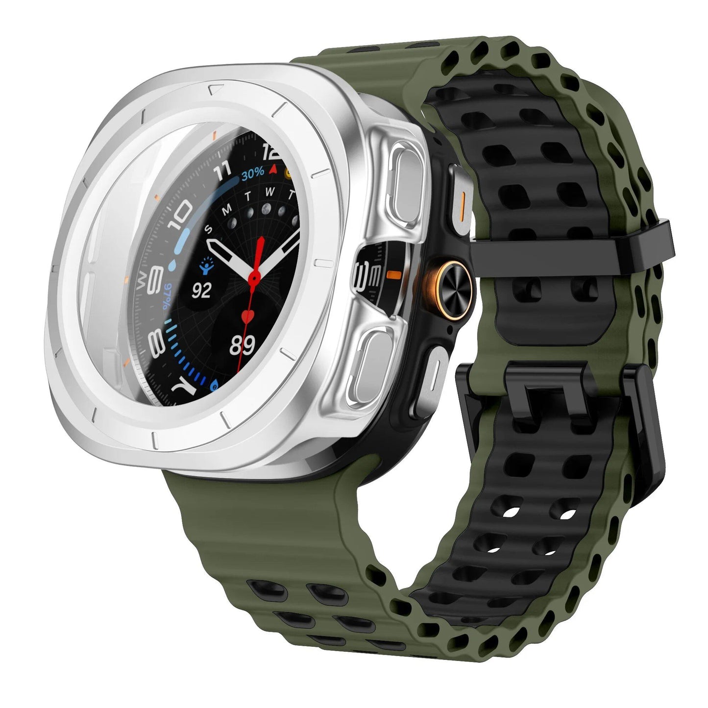 Samsung Galaxy Watch Ultra 47mm Sport Silicone Band, Marine Band + Case, Watch Band Accessory, Color: Compatible with Ultra 47mm Dial Diameter, Parallel Import