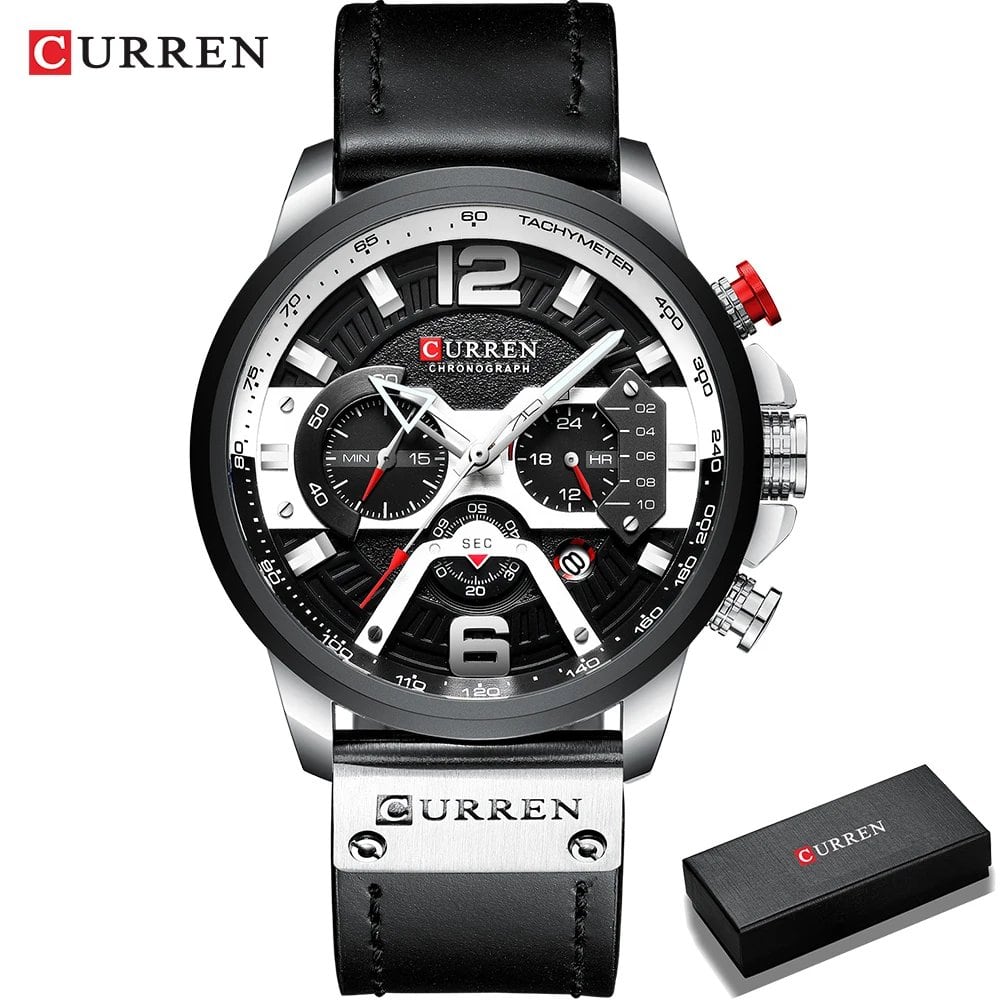 Men's Top Brand Luxury Military Sports Leather Quartz Watch, Karlen 8329, Parallel Import