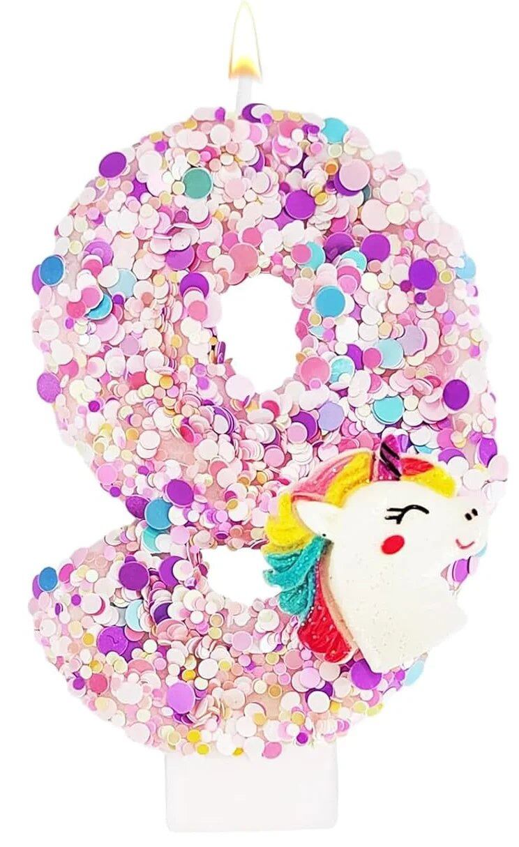 0-9 Number Birthday Candles, Happy Birthday Cake Candles, Unicorn Theme Party Supplies (Parallel Import)