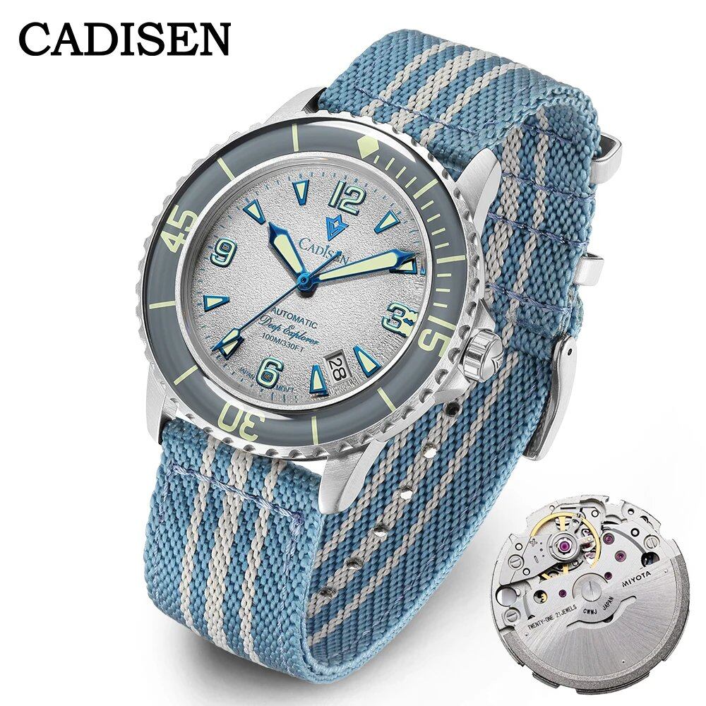 CADISEN Deep Explorer 2025 New Automatic Mechanical Watch for Men, Canvas Strap, Waterproof, Luminous, Luxury Watch with NH35 Movement; Ships from: Parallel Import