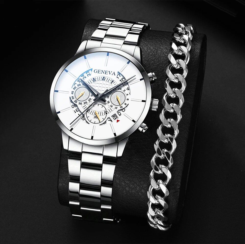 New Hot Watch Men's Stainless Steel Wristwatch, Luxury Quartz Calendar Business Watch, Parallel Import