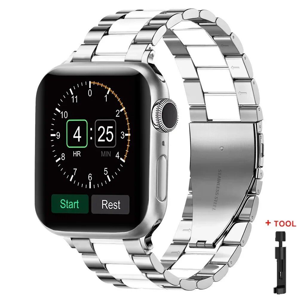 Stainless Steel Metal Band for Apple Watch Ultra 2 (49mm), S10 (46mm), 42mm, 45mm, 41mm, and 44mm - Compatible with iWatch Series 10, 9, 8, 7, SE, 6, 5, 4, and 3. Band Color: Imported