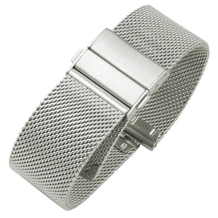 16mm, 18mm, 20mm, 22mm Quick Release High-Quality Stainless Steel Milanese Mesh Watch Strap with Double Press Butterfly Clasp, Band Color: mm, Parallel Import