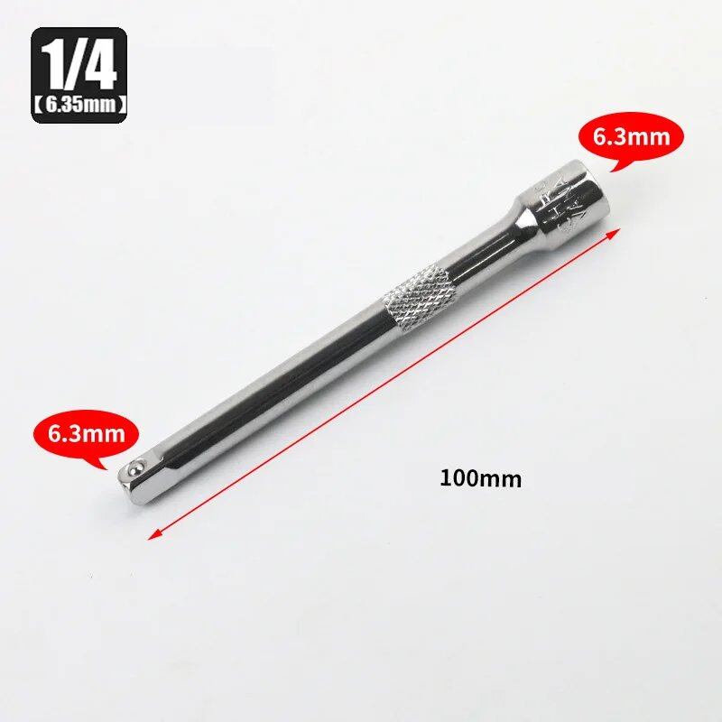 1/4", 3/8", 1/2" Socket Ratchet Wrench Extension Bar 50/75/100/125/150/250mm Long Bar Steering Sleeve Connecting Rod Accessories Color: mm; Shipped from: Parallel Import