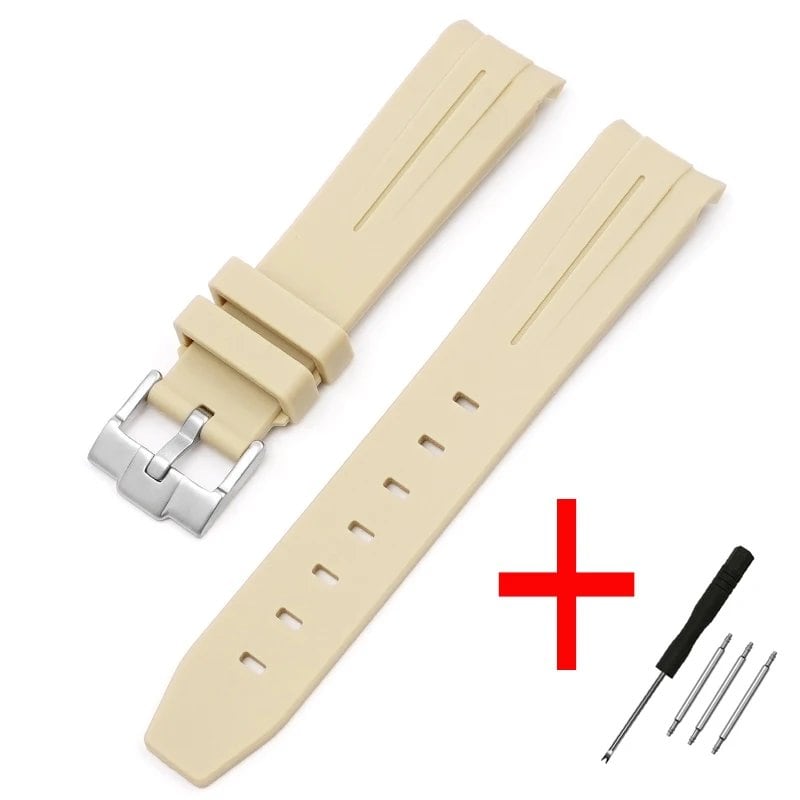 New 20mm Bent End Rubber Watch Strap for Omega Moonwatch, Joint Constellation, Men's Waterproof Sports Watch Band, Band Color: 20mm; Band Width: 20mm, Parallel Import