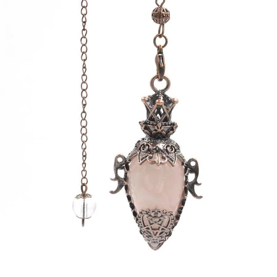 Large Natural Stone Pendant, Crystal Pendulum, Divination, Black Obsidian, Amethyst, Lapis Lazuli, Pink Quartz, Reiki, Spiritual, Pendulum, X210, Metal Color: Parallel Import