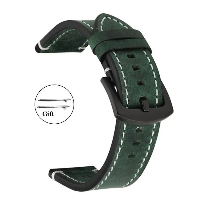 Genuine Retro Calf Leather Watch Band, 18mm, 20mm, 22mm, 24mm, Compatible with Samsung Watches and Huawei Watch GT2/GT3, Sport Strap, Band Color: mm, Parallel Import