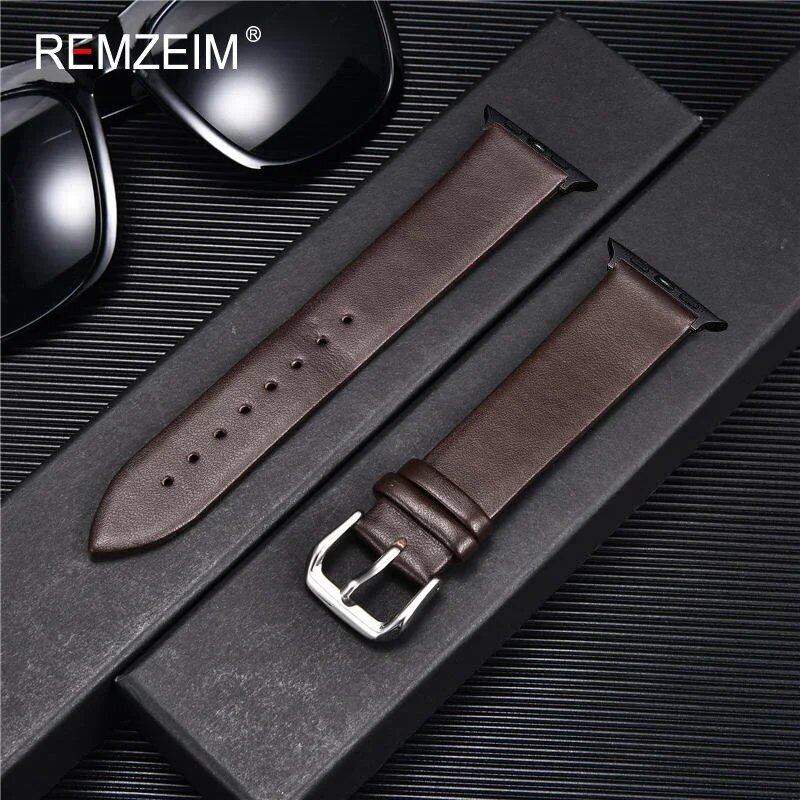 Genuine Leather Watch Strap for Apple Watch 8, 7, 6, SE, 5, 4, 3, 2, 38mm, 40mm, 41mm, 45mm, 44mm, 42mm, Blue, Band Color: mm, Parallel Import