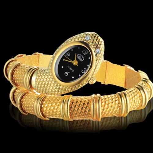 Hot Sale: Unique Women's Fashion Snake-Shaped Bracelet Watch with Crystals, Luxury Silver and Gold Watches, Parallel Import