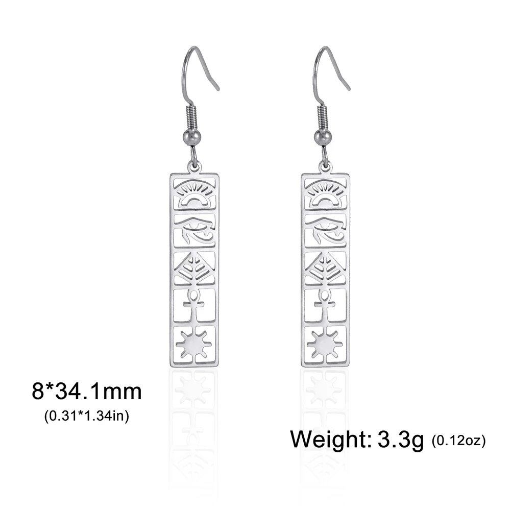 Lucktune Ancient Egyptian Ankh Hieroglyph Symbol Earrings, Stainless Steel, Eye of Horus Drop Earrings, Women's Spiritual Jewelry, Metal Color: Style, Parallel Import
