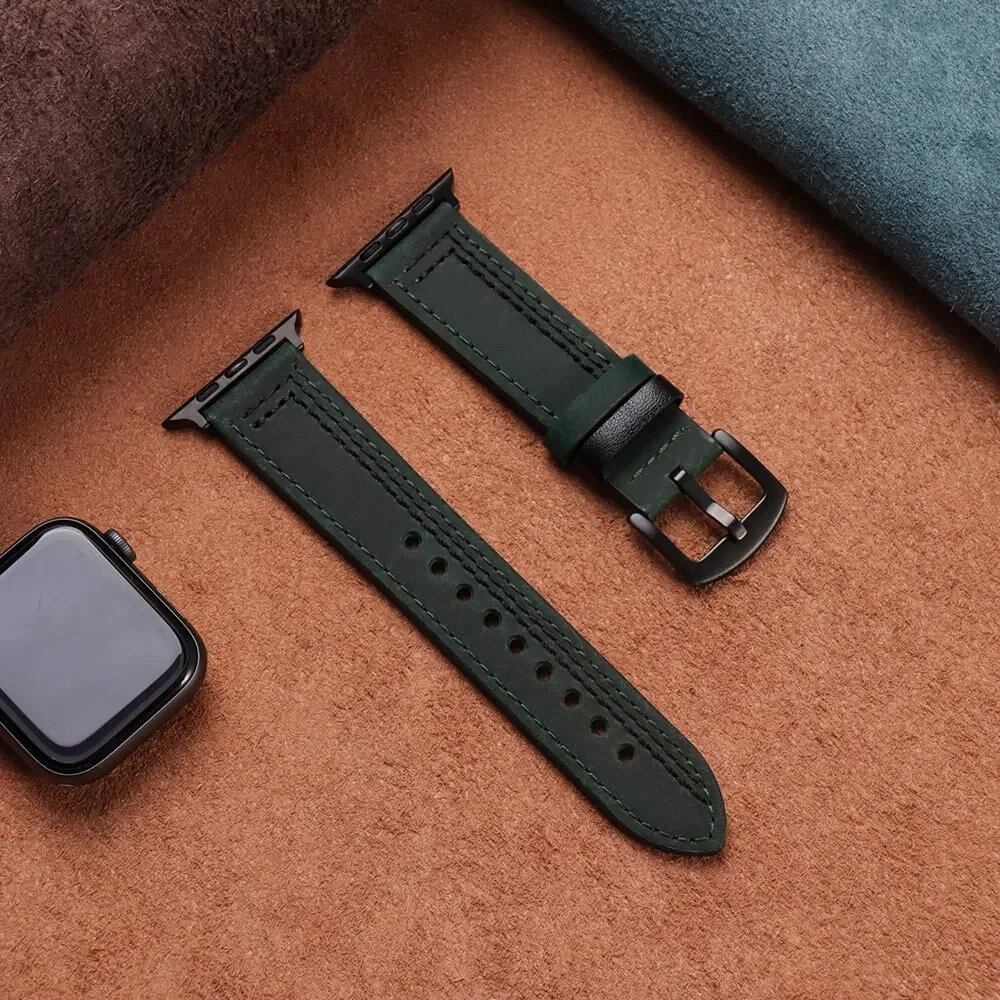 Apple Watch Leather Strap, Band, 46mm, 44mm, 45mm, 49mm, 41mm, 42mm, Accessories, Compatible with iWatch Series 5, 6, SE, 7, 8, Ultra, 9, 10, Band Color: mm, Parallel Import