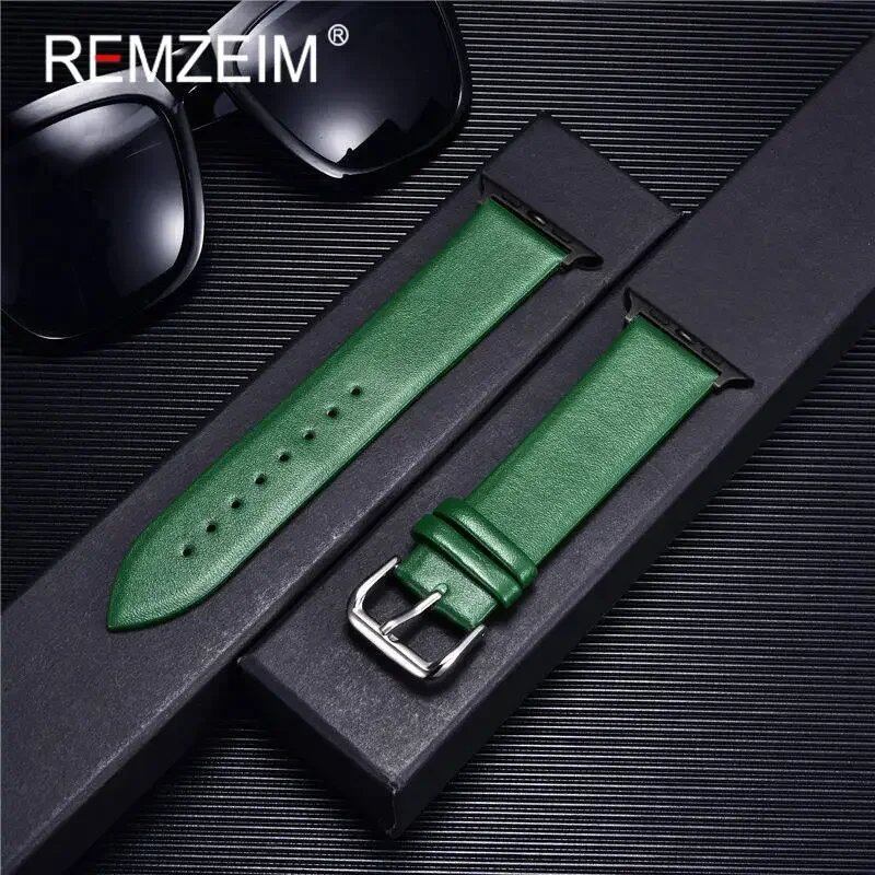 Genuine Leather Watch Strap for Apple Watch 8, 7, 6, SE, 5, 4, 3, 2, 38mm, 40mm, 41mm, 45mm, 44mm, 42mm, Blue, Band Color: mm, Parallel Import