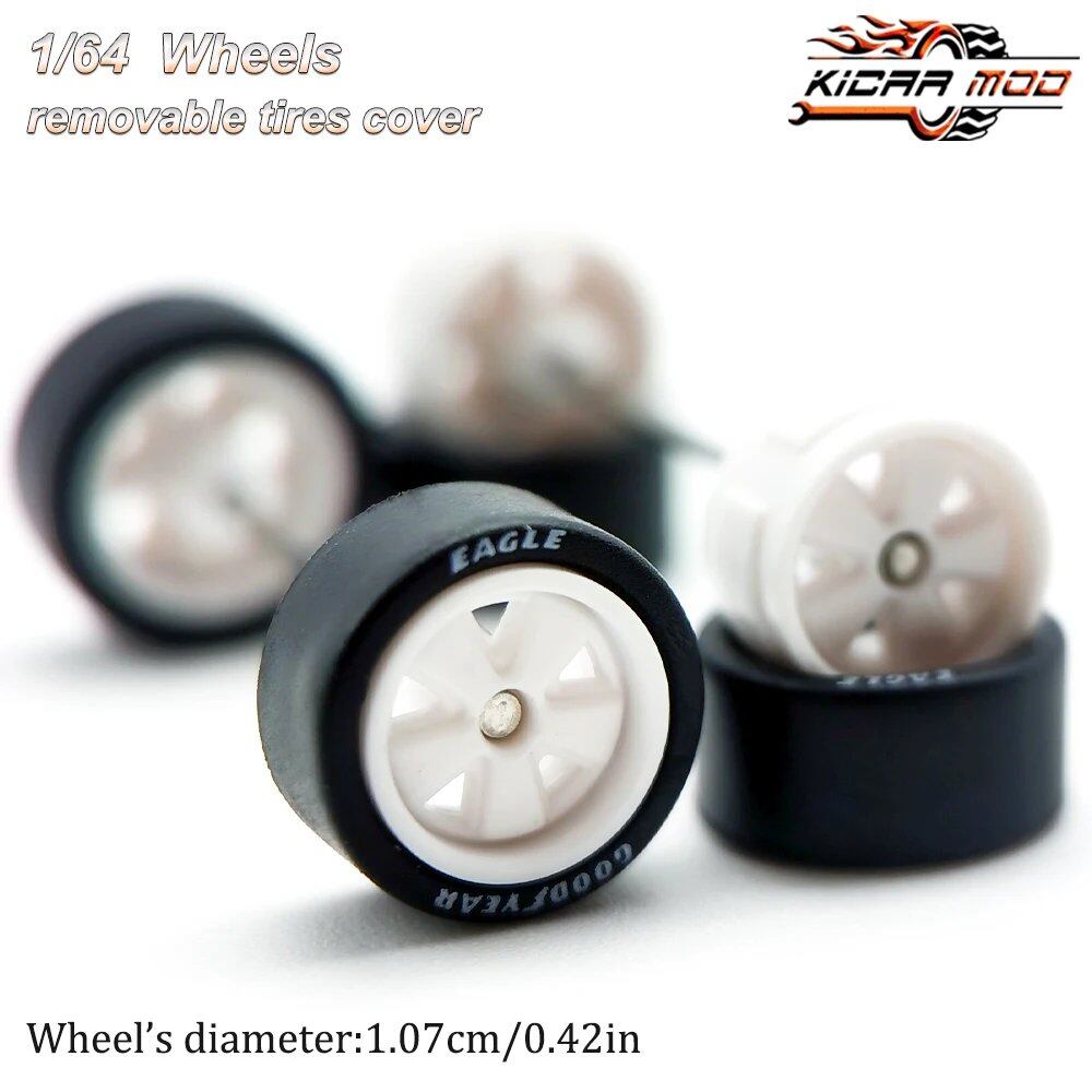 1/64 Scale Rubber Tire Wheels with FUCHS Refit Parts for Diecast Model Cars, Hot Wheels, Matchbox, Tomica, D:11mm, 1 Set, Parallel Import