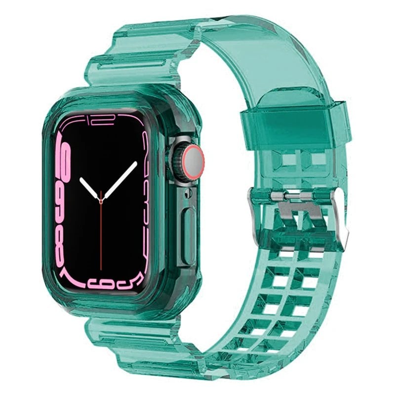 Apple Watch 8 / 7 / 6 / SE / 5 / 3 / 2 対応 クリアバンド + ケース セット ソフト透明シリコンバンド 40mm 44mm 42mm 41mm 45mm 49mm 対応 iWatch ストラップ サイズ 並行輸入品