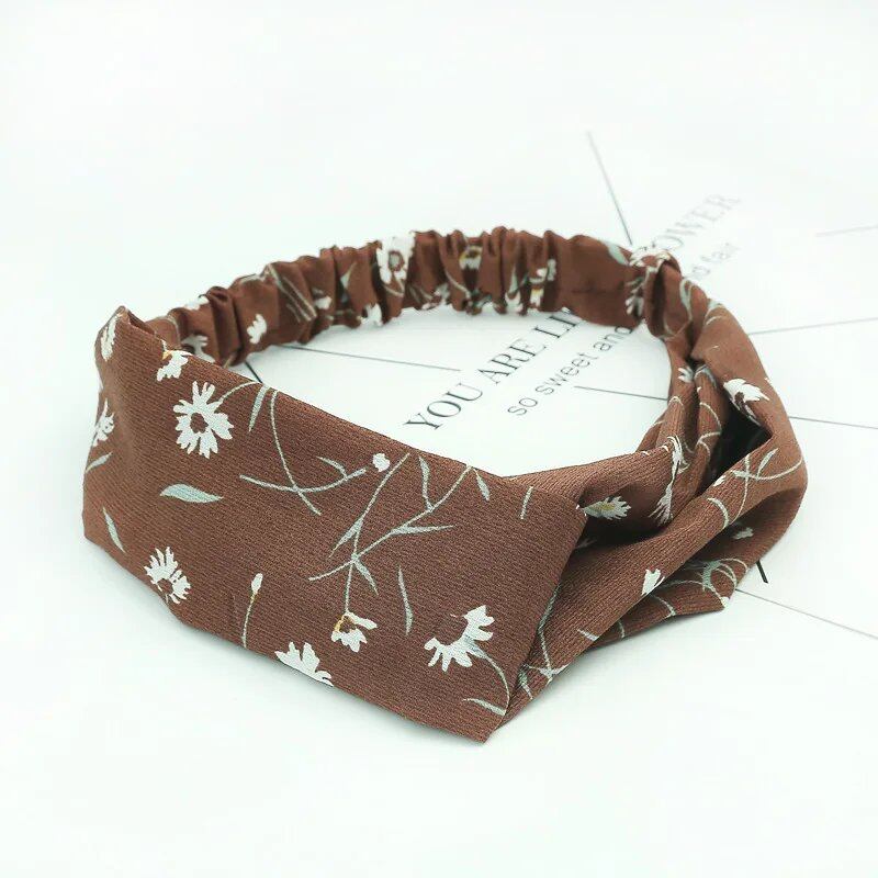 Women's Summer Bohemian Print Headband, Retro Cross Turban, Bandage Bandana, Hair Accessory, Head Wrap, Parallel Import