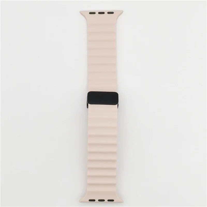 Magnetic Buckle Strap for Apple Watch - Compatible with Ultra 2/SE/Series 3-9, 49mm/45mm/44mm/40mm/41mm/38mm/42mm Silicone Bracelet, Band Color: mm, Parallel Import