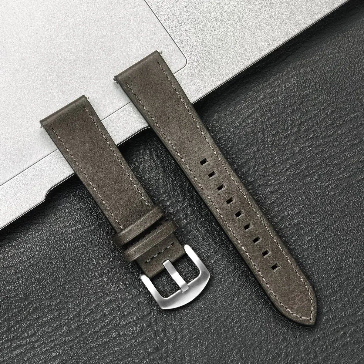 Compatible with Samsung Galaxy Watch 6/5/4 (40mm/44mm) and Xiaomi Redmi Watch 3 Lite/Active, 20mm/22mm Leather Strap, Vintage Style, Size 2, Parallel Import