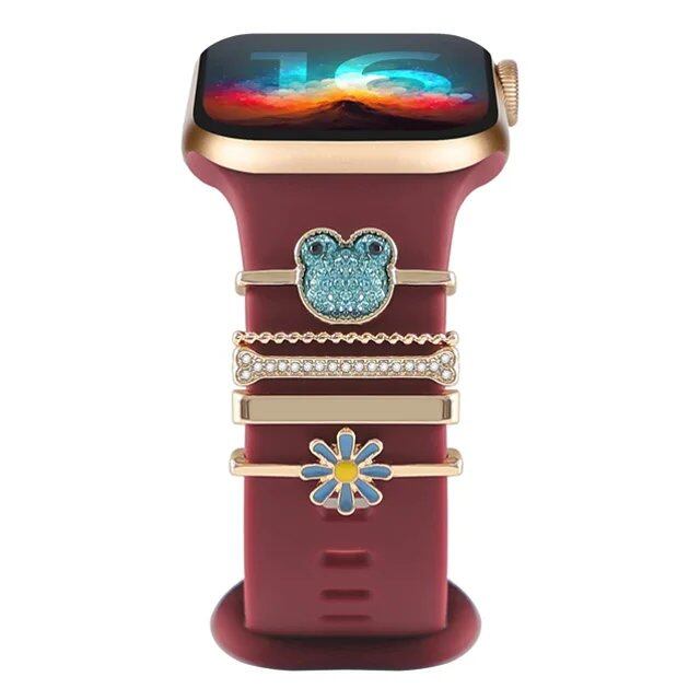 Diamond Jewelry-Embossed Band for Apple Watch Ultra 2, 9, 8, and 7, Compatible with Samsung and Huawei, 20/22mm Bracelet Strap, Band Color: ; Ships from: Parallel Import