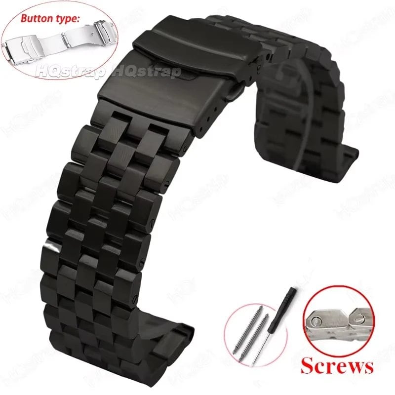 High-quality, full-solid stainless steel watch band, available in sizes 18mm, 20mm, 22mm, 24mm, and 26mm. Includes flat interface, includes tools, and is a metal watch band. Band Color: mm. Parallel import.