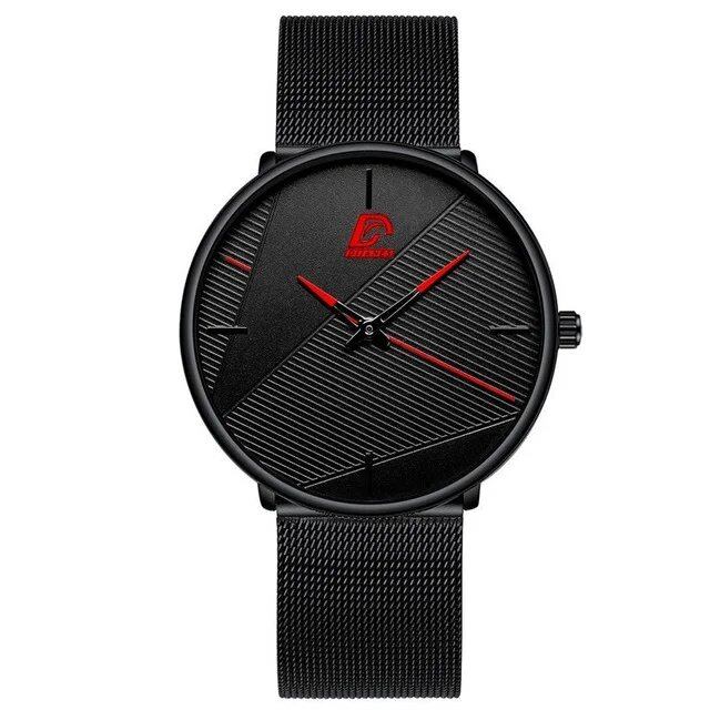 Fashionable Men's Minimalist Watch, Simple Business Style, Ultra-Thin, Stainless Steel Mesh Strap, Quartz Movement, Relogio Masculino, Color: Parallel Import