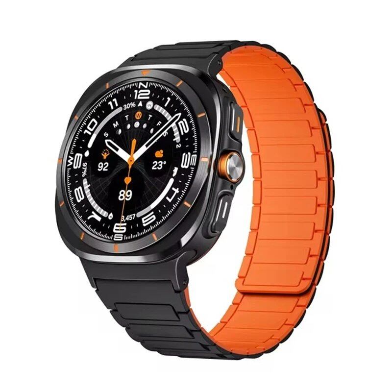 Magnetic Silicone Sport Band for Samsung Galaxy Watch 7 Ultra (47mm), Soft Lapped Bracelet, Gapless Strap, Band Color: Compatible with Galaxy Watch Ultra; Band Width: Compatible with Galaxy Watch Ultra (Parallel Import)