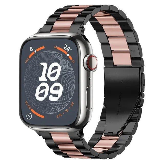 Stainless steel metal band compatible with Apple Watch 10, 9, 8, 7, 46mm, 45mm, 41mm, Ultra2, 49mm, men's and women's replacement strap, iWatch 6 strap, band color: parallel import
