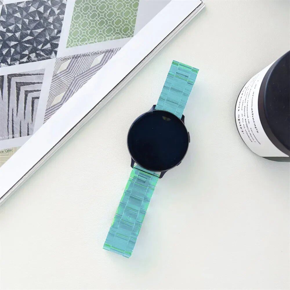 20mm/22mm Clear Glacial Link Bracelet Strap for Samsung Galaxy Watch 6/5/Pro/4/Classic/Active 2, Compatible with Huawei GT2/2e/3/Pro/4, Band Color: Watch Band, Parallel Import