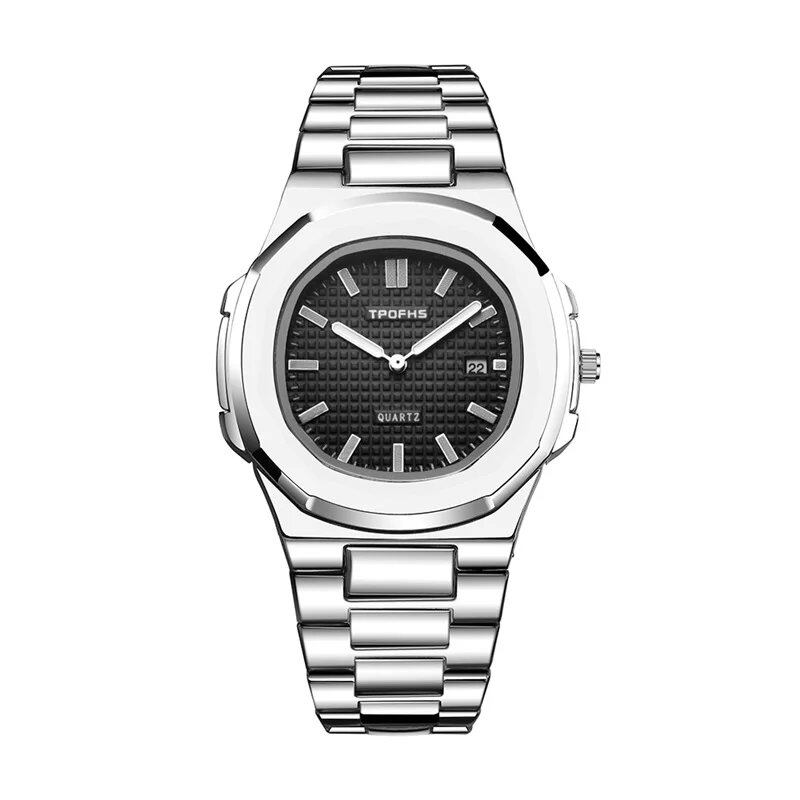 "Luxury Business Watch, Men's, 30m Water Resistant, Luminous, Date Display, Stainless Steel, Square Shape, Quartz Movement, New Model" Color: Parallel Import